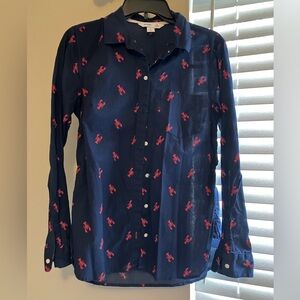 Old Navy Blue Lobster Print Shirt Size M